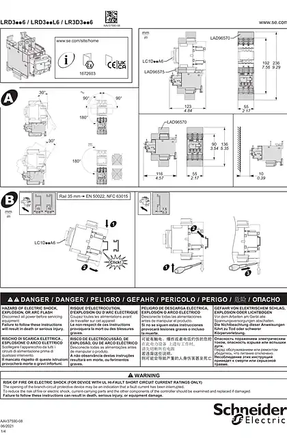 schneider施耐德LRD3..6_ LRD3..L6_ LR3D3..6 - 3 pole thermal overload relays with lugs 18.5 to 30 kW - 说明页
